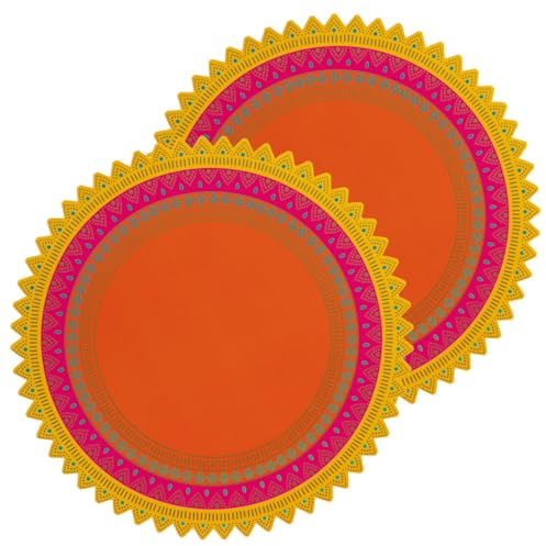 Talking Tables 2X Diwali Plates - Large Serving Platters, Mandala/Henna/Rangoli Wipe Clean Reusable Platters for Diwali Decorations, Eid & Bollywood Party | Set of 2
