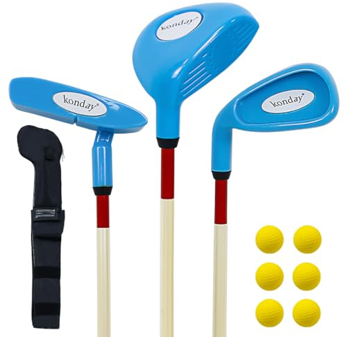 Kids Golf Clubs Set for Children, Konday Kids Golf Set,Include Drive,Iron,Putter,Carry Bag and Soft Balls Right Hand (Blue)