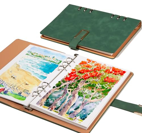 Lightwish A5 Watercolour Sketchbook, 20 Sheets 100% Cotton 300gsm/140lb Acid-Free Hot Press Watercolor Paper, 9.25x6.3 Inch Art Painting Journal & Pad for Watercolour, Gouache, Artists & Students
