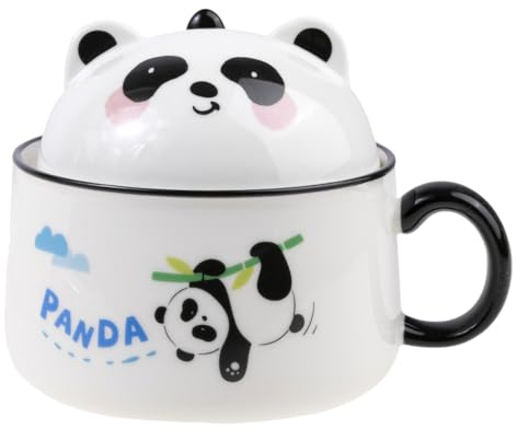 lachineuse - Asiatische Ramenschale – Porzellan – 1020 ml – mit Deckel & Besteck – Frühstücksschüssel, Suppe, Reis, Nudeln mit Sofortfunktion – asiatische Geschenkidee, Japan, China – Farbe Weiß