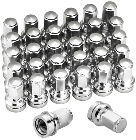 M14*1.5 Ford F250 Lug Nuts 32Pcs,Replacement for 2017-2024 Ford F250/F350/F450/F550/F600, 21mm Hex 48mm Length Chrome OEM Factory Style Wheel Nuts with Attached Washers HCPZ-1012-B HCPZ-1012-A