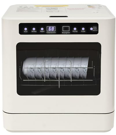 Lavastoviglie da tavolo, 4 programmi, acqua calda 72 °C con funzione di asciugatura, 800 W Lavastoviglie Elettrica, Touch Funzionamento