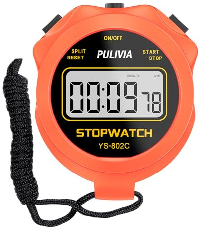PULIVIA Cronómetro Deportivo con Botón de Encendido y Apagado Silencioso, Sin Calendario para un Funcionamiento Sencillo, Cronómetro Digital para Entrenamiento de Niños y Entrenadores, Naranja