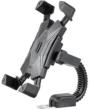 WpTrick Soporte Móvil Moto para Suzuki Burgman 650 2017-2024, Soporte Teléfono Manillar, Porta Móvil Scooter, Antivibración Bloqueo Automático, 360° Rotación Robusto,Black-B