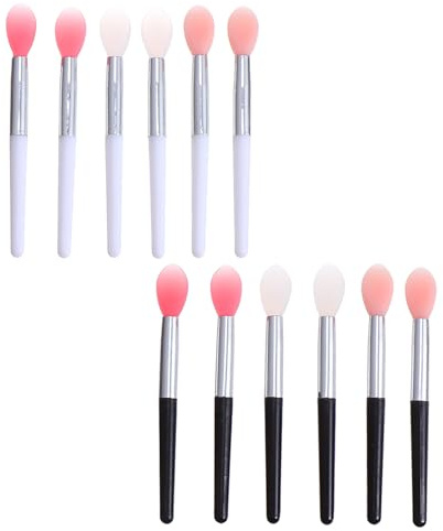Mipcase Lot de 12 Pinceaux à Lèvres en Silicone Doux et Sûrs pour Usage Professionnel Domicile, Applicateurs de Maquillage Respectueux Peau Couleur Aléatoire