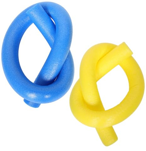Gogogmee Foam Pool Noodles 2pcs, Solid Game Sticks, 150cm Yellow and Blue Swim Noodles for Water Play and Pool Activities