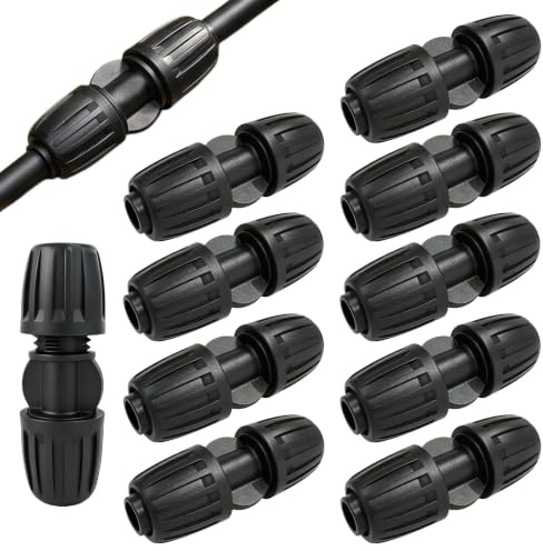DKLUOLAN 10 piezas conexión manguera de riego, conexión de manguera de 16 mm para manguera de goteo de 16 mm, conectores de agua recta de PE, ideales para jardinería, invernaderos y agricultura