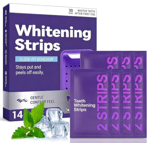 14 Piezas Tiras Blanqueadoras Moradas, Tira Blanqueadora Diente, Whitening Strips, Para El Café Y Otras Manchas, Refresca RespiracióN, Amarillo e ilumina la Sonrisa