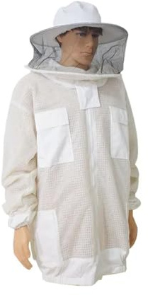 Biodlingsdräkt Biodling Anti Bee Suit 3 Layer Mesh Andas Ventilerad Skyddskläder Jacka med avtagbara Safty Veil Hat Kostymer(XL)
