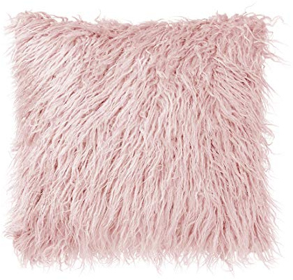 sourcing map Faux Fur Cushion Covers 45x45 Cm/18x18 Inches, Fluffy Throw Pillow Covers for Sofa Couch Bedroom Chair - Soft Square Decorative Pillow Cases Pink