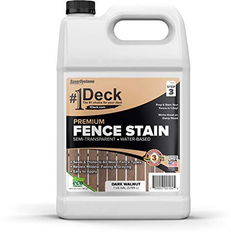 #1 Deck Premium Wood Fence Stain and Sealer - Semi-Transparent Fence Sealer - Dark Walnut, 1 Gallon