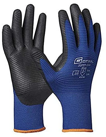 Gebol Super Grip, 1 paire de gants de travail pour homme, avec revêtement en nitrile, gants de montage antidérapants pour travaux humides et huilés, sans coutures et respirants, taille XL (taille 10