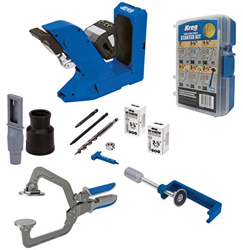 Kreg Pocket-Hole Jig 720 with KPHA760 Pocket Hole Jig Hold Down Clamp and KHC3 3 Inch Face Frame Clamp with SK04 Starter Pocket Hole Screw Kit