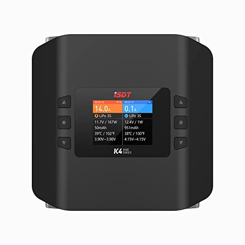 ISDT K4 LiPo Charge/Discharge Cycle Mode Charger, Universal 1-8S AC 400W DC 600W Smart Remote Mobile Operation Charger for LiFe, LiIon, LiPo, LiHv, ULiHv, Pb, NiMH/Cd Batteries