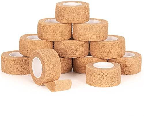 SEADESKY 12 Roll Self Adherent Cohesive Bandages 2.5cm X 4.5m Elastic Sports Tape for Finger Wrist Self Adhesive Bandage Pet Vet Wrap for Cat Dog (Skin Color)