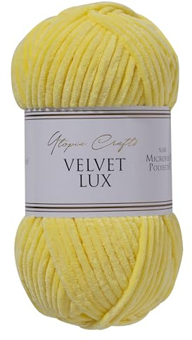 Utopia Crafts Velvet Lux Chenille Yarn 100g (Sun Yellow)