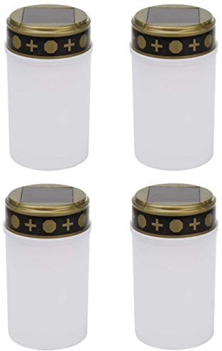 FASE Vela de tumba blanca para tumba de cementerio solar con iluminación LED luz de tumba 4 piezas