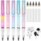 AUAUY 5 PCS Tintenlose Bleistifte Ewiger, Infinity Pencil mit 5 Austauschbarem Wechselkopf und 5 Radiergummi, Wiederverwendbar Tragbarer Immerwährender Bleistift für ab 3 Jahren Kinder und Erwachsene