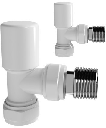 iBathUK Pro Thermostatic Radiator Valve,Round Angled Radiator Valve Pair, Central Heating,Tower Rail Valve- All White (Set of 2)
