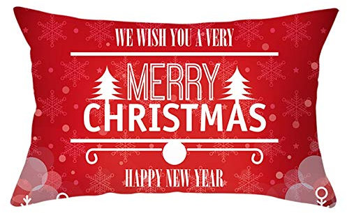 CEVAN Leinen Kissenbezüge Herbst Kissenhülle Nackenrolle Weiß Rot Kissenbezüge Baumwolle Kissenhülle Nackenrolle Kissenbezüge Sofa Dekor 30x50 cm