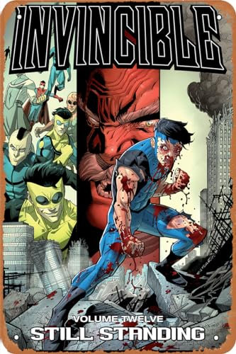 Invincible Volume 12 Poster ancora in piedi Targa in metallo retrò Targa in metallo vintage decorazione da parete 30,5 x 20,3 cm