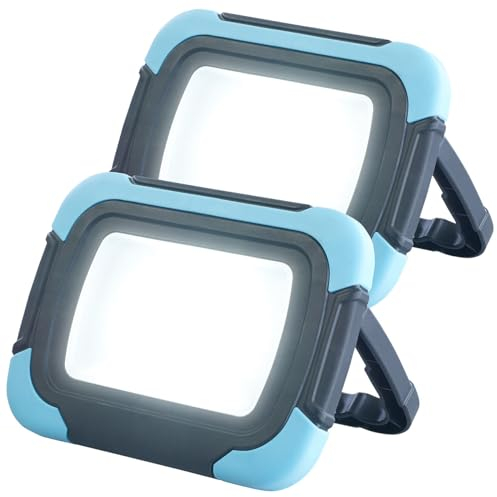 KryoLights LED Fluter Akku: 2er-Set 2in1-LED-Fluter und Powerbank, 1.000 lm, 4.000 mAh, 5 W, IP54 (Powerbank mit LED-Lampen, COB-LED-Lampe in, Kfz Ladegerät)