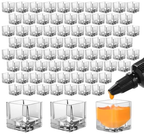 Atomus 200 tasses d'encre de tatouage transparentes tasses de pigment transparentes carrées en forme de glaçon récipient d'encre en plastique maquillage permanent Pigment transparent stand