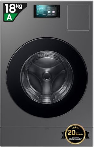 Samsung Lavasciuga Bespoke AI Laundry Combo WD18DB8995BZT2, 18+11 kg, Wifi, Pompa di Calore, Super Speed, Display AI home, AI Wash & Dry, Carica Frontale, 68.6l x 11h x 87.5p cm
