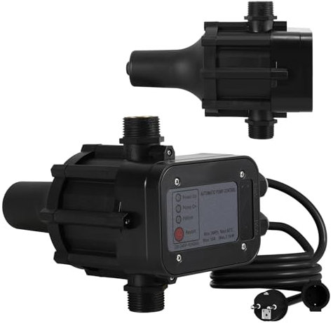 Randaco Druckwächter Druckschalter, Pumpensteuerung mit Kabel 10 Bar Trockenlaufschutz Pumpensteuerung Hauswasserwerk Druckwächter Gartenpumpe Drucktaster, Schwarz