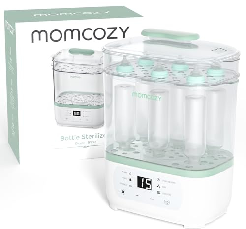Momcozy Electric Steam Baby Care Bottle Sterilizer and Dryer, Multi-Function 8-in-1, Suitable for Baby Bottles, Breast Pump Accessories & Baby Stuff,Mid-Rang