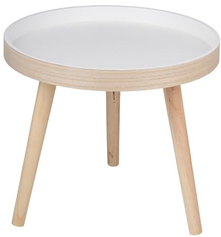 URBNLIVING 40cm Small Round Wooden Side Table – Dual Tone Oak & White Coffee, End, & Bedside Table, Stylish & Space-Saving Living Room Furniture - Single
