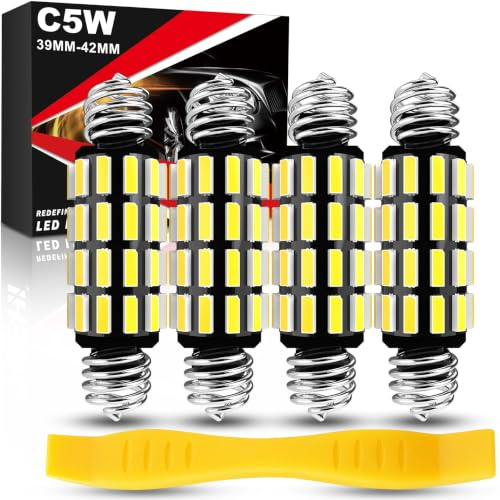 OUSHI 39 mm 42 mm innerbelysning glödlampa, CANBUS 12 V 24 V 6500 K vit 1,54 tum 1,65 tum glödlampa för ljuskuplar bagagebelysning registreringsskyltbelysning, 4 stycken