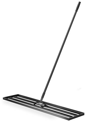Rastrillo nivelador de césped – Lúd nivelador de aluminio con mango de acero de 2 m para nivelar tierra, arena y cubrir superficies de césped