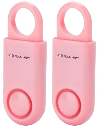 2 Pack Personal Alarm Replaceable Battery | Ultra-lightweight 20 g | Bulky-Free Keychain SOS Siren for Women, Student, Children, Night Runner. Emergency 130db Loud Hiking Alert. Pink