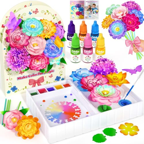 DIY Flower Craft Kits Magic Dyeing Florist Bouquet Maker Art Supplies Arts | Arts And Crafts Toy Kits for Boys and Girls Birthday Christmas Valentine's Day Gifts, Craft Sets for Kids Ages 4-6 4-8 8-12