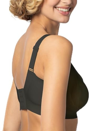 JML Belvia Seamless Bra - Wireless Bras for Women UK with W-Shape Support & Comfort Stretch Fabric, Adjustable Straps, Removable Pads, All-Day Comfort, no Pinching or Digging, Black L