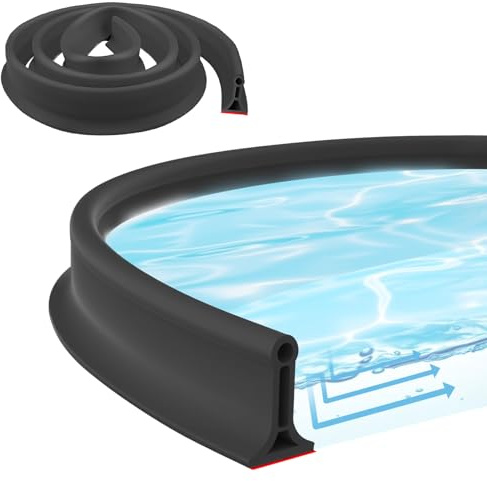 Zyiphor 2M Barriera Doccia Ferma Acqua, Autoadesiva Guarnizione Doccia Sottoporta, Gomma Guarnizioni Box Doccia, Bordo per PiattoDoccia per Angoli Lavabo Vasca, Nero