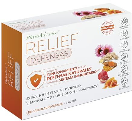 AlchemLife - PhytoAdvance Relief Defensas | Apoyo al Sistema Inmunitario y Defensas Naturales | 30 Cápsulas Vegetales | Equinácea, Propóleo, Cúrcuma, Granada, Jengibre, Vitaminas C y D3