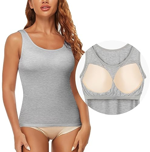SLIMBELLE Canottiera da Donna BH Canotta Senza Cuciture con Coperture Rimuovibili Modellante Shapewear Top Senza Ferretto Bustier Canottiera Modellante Shaper Camisola Canotta Modellante Intimo