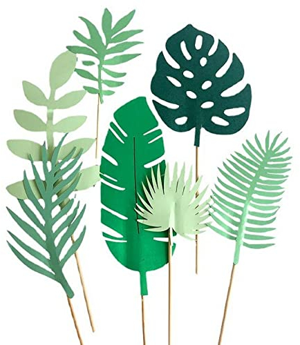 DBOO 7 Tropical Leaves Cake Topper - Palm Leaf & Greenery Designs for Wedding Cakes