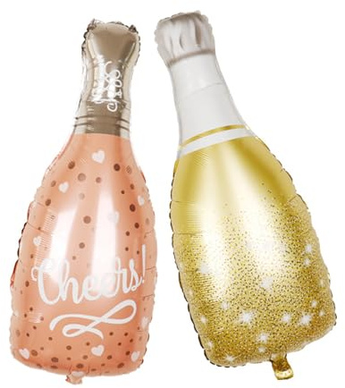 Morndew 2 PCS Gold and Rose Gold Champagne Bottle Cheers Foil Balloons for Festival New Year Party Celebration Party Birthday Party Wedding Party Decorations