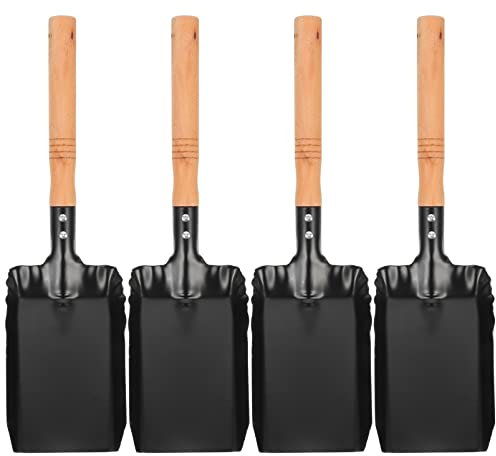 Happyyami 4 Pezzi Cenere Pala Ferro Giardinaggio Pala con Manico in Legno Rustico Pesante Barbecue Carbone Cenere Poker Paletta Pulizia Lettiera Pala Carbone per Orto