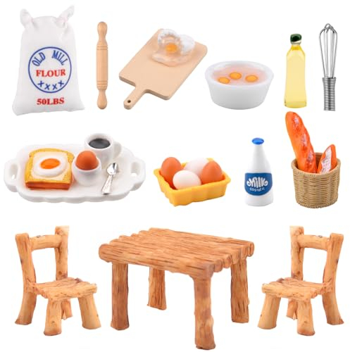 Vibbang Accesorios para Casa de Muñecas, Cocina en Miniatura Set, Muebles de Cocina, Juguete de Comida Mini a Escala, Decoración de Casas de Muñecas, Mini Huevos, Rodillo (A)