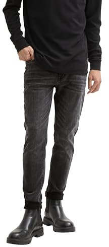 TOM TAILOR Denim Herren 1043435 Tapered Slim Fit Jeans, 10272-Mid Stone Black Denim, 34W / 32L