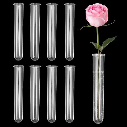 8 Pièces Tube à Fleurs, Tube A Essai Plastique Réutilisables en Verre