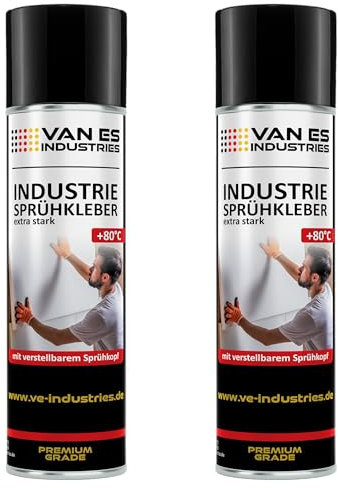 VE-INDUSTRIES Industrie Sprühkleber permanent haftend bis 80°C 500ml | zum Kleben von Schaumstoffen, Wolkenhimmel, Leder, uvm. (2)