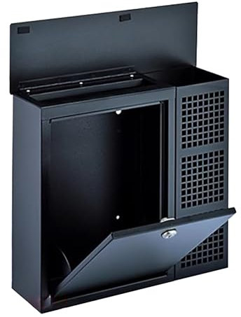 zxhrybh Briefkasten aus Metall, Abschließbare Wandbriefkasten, Briefkästen mit Zeitungsrolle, Postkasten aus Verzinktem Stahl, mit 2 Schlüsseln(Black)