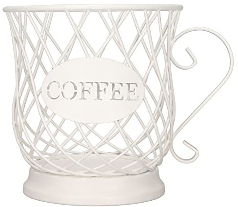 Porta cialde caffè, porta tazze K da bancone, cestello porta capsule caffè Accessori per bar caffè Organizzatore per tazze K di grande capacità (Bianco)