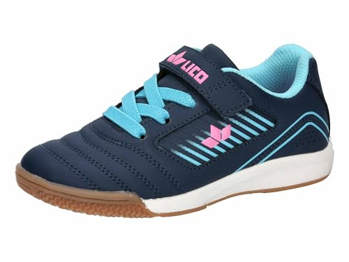 Lico Chaska VS Chaussures de Gymnastique en Salle Bleu Marine/Turquoise/Rose Taille 33 EU, Bleu Marine, Turquoise, Rose, 33 EU