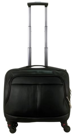 COSHANO Maleta Trolley Equipaje de Mano Comercial piloto Medico Maletin de Piel sintética con 4 Ruedas y con 4 Compartimientos Color Negro